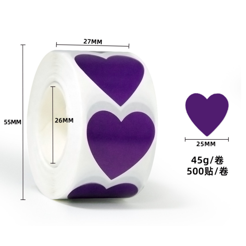 500pcs/roll or 50pcs 1inch color heart decorative wholesale label sealing roll adhesive sticker for gift box爱心贴纸 (3014L) - Image 17
