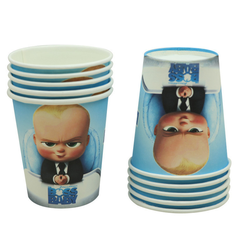 10pcs 9Oz 250ml Cartoon Party Thickened Disposable Paper Cup Raw Wood Pulp Children's Birthday festive event 派对纸杯(2960L) - Image 6