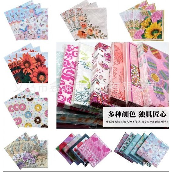 20PCS/Bag Printed Paper Towels Light Luxury Style Floral Napkins Birthday Party Necessities Square Tissue Paper(2964L) - Image 2