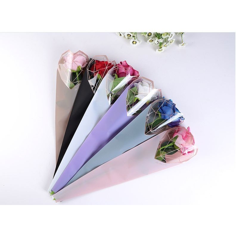 20pcs Diamond Single flower wrapping Bag Flower bouquet gift wrapping paper Festival flower shop (558L) - Image 5