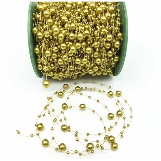 1yard Fishing Line Artificial Pearls Beads Chain Garland Flowers Wedding Party Decoration Brides Headgear 满天星鱼线珠链 (614L) - Image 14
