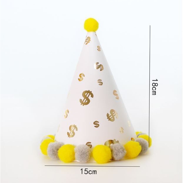 1pc Birthday Hat Children's Day Pompon Paper Hat Decoration Toy Baby One Year Old Party (2948L) - Image 2