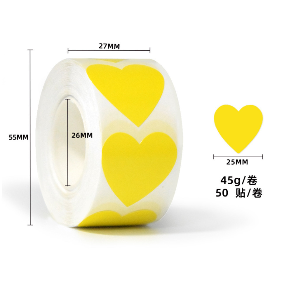 500pcs/roll or 50pcs 1inch color heart decorative wholesale label sealing roll adhesive sticker for gift box爱心贴纸 (3014L) - Image 20