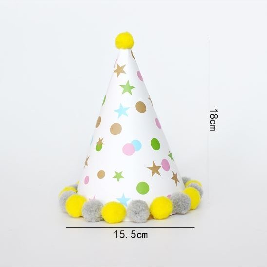1pc Birthday Hat Children's Day Pompon Paper Hat Decoration Toy Baby One Year Old Party (2948L) - Image 8