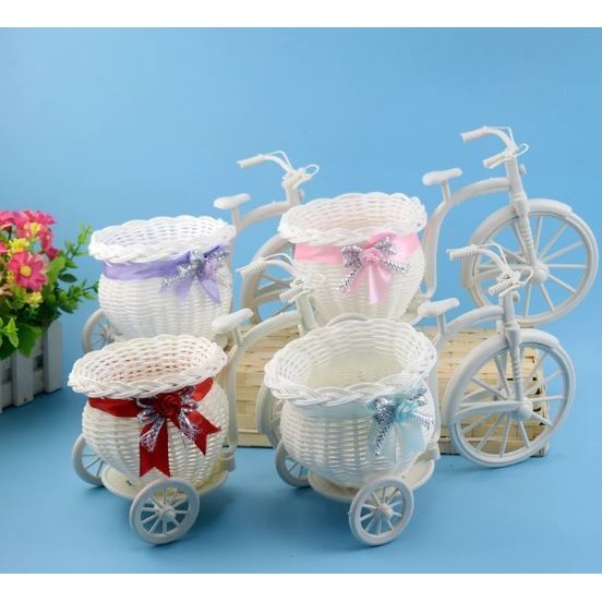 Creative Tricycle Room Ornament Rattan Big Wheel Float Round Simulation Rattan Small Float Flower Pot Decoration(258L) - Image 7