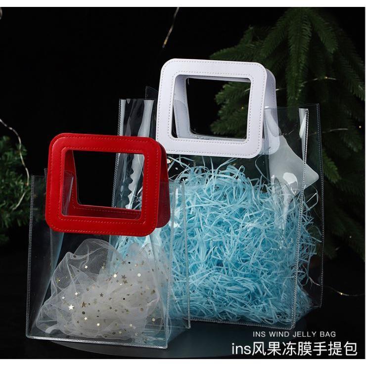 Gift Packing Bags with Handles Pvc Transparent Handbag Wedding Party Decoration Bridesmaid Souvenirs Flower(1848L) - Image 2