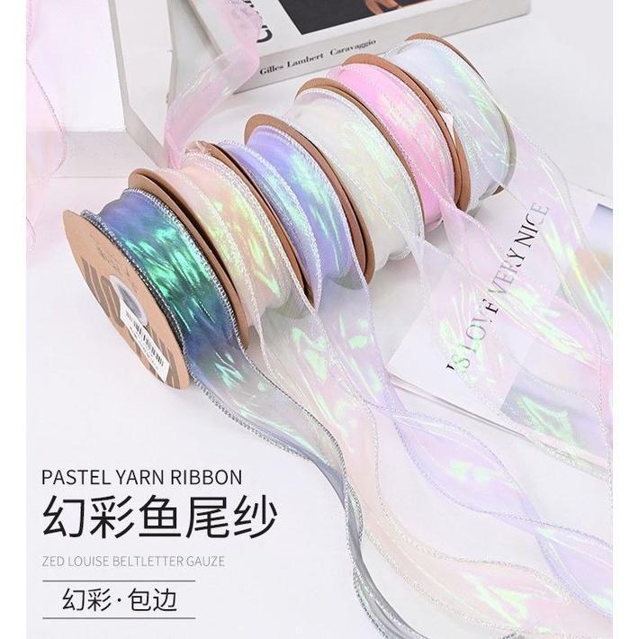 4cm 10 yards Fancy Fishtail Ribbon DIY Headpiece Hair Bow Flower Wrap Bouquet wave yarn gift(1886L) - Image 2