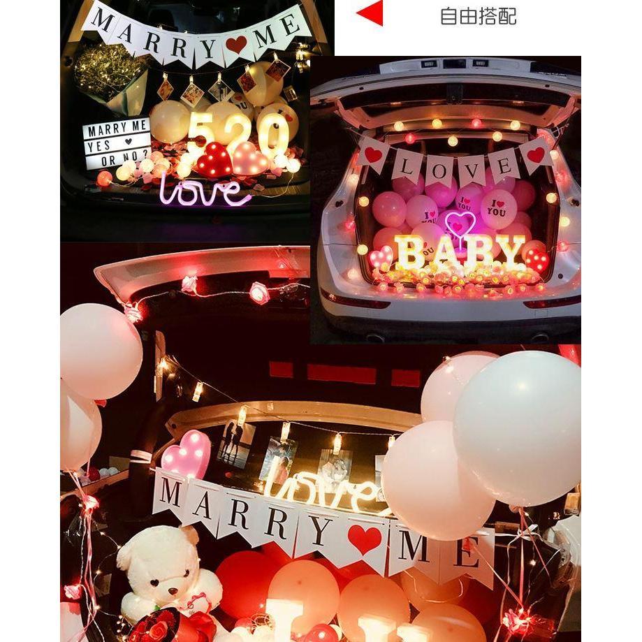 I LOVE YOU Marry Me Bunting Banner Marriage Proposal Engagement Party Deco Supplies Letter String Flag (1123L) - Image 3
