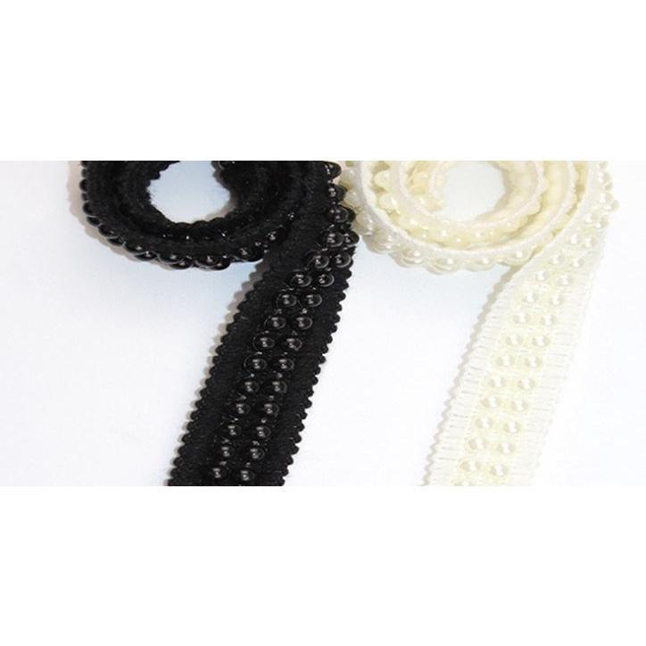 1yard/lot Pearl Beaded Lace Trim Tape Fabric White/black Lace Ribbon clothing Sewing Garment 二排/三排/四排珠子织带花边(1920L) - Image 7