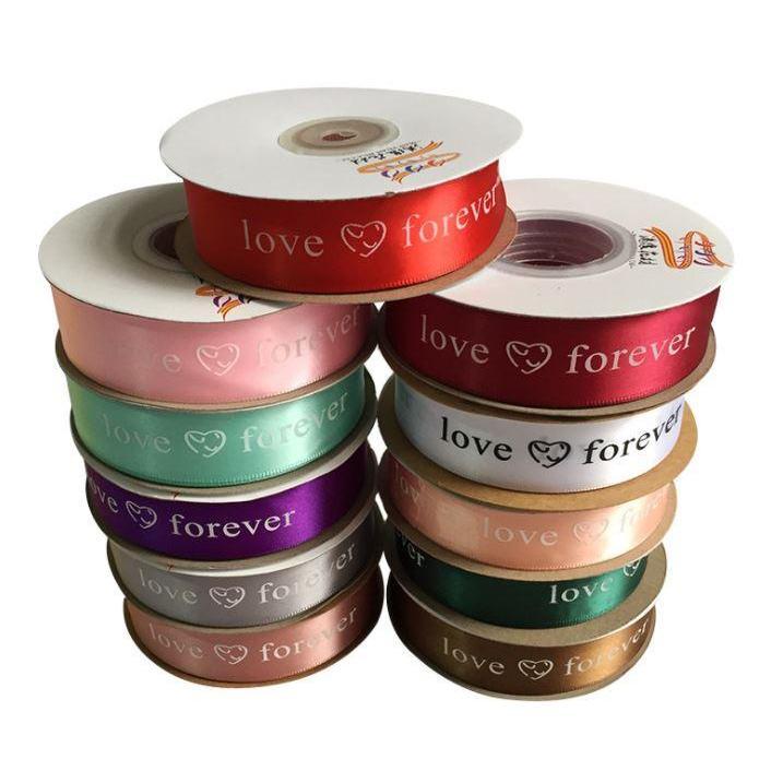 25mm Print Forever Love Silk Ribbons Wedding Car Festival Bridal Accessories Diy Gifts Box Christmas Decor (1248L) - Image 8