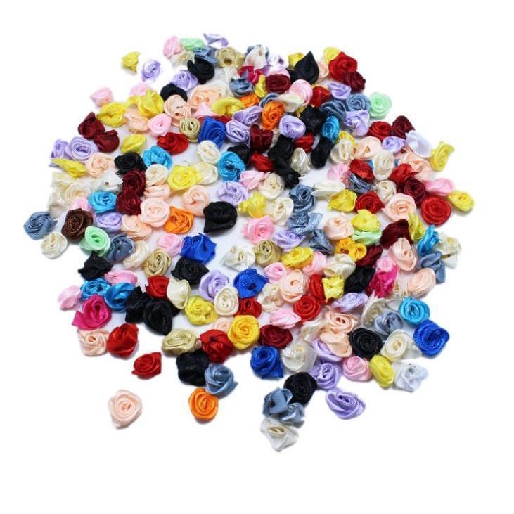 20pcs 15mm Mix Color small rose flower mini handmade satin ribbon rose head wedding scrapbooking decoration(855L) - Image 5