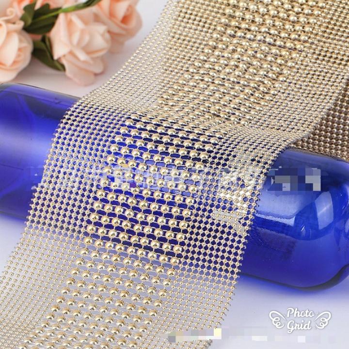 1yard 2sides 10rows Round Mesh Trimming Golden Base Plastic Sew On Trim For Decoration(927L) - Image 2