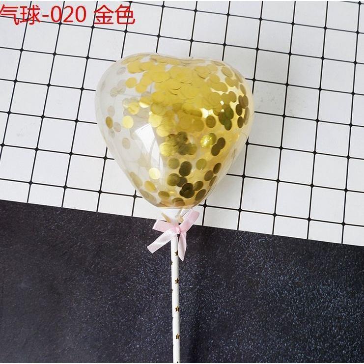 5inch Metal Confetti Balloon Heart Clear with Star Pole Wedding Decoration Cake Baby Shower 透明爱心气球 (405L) - Image 11