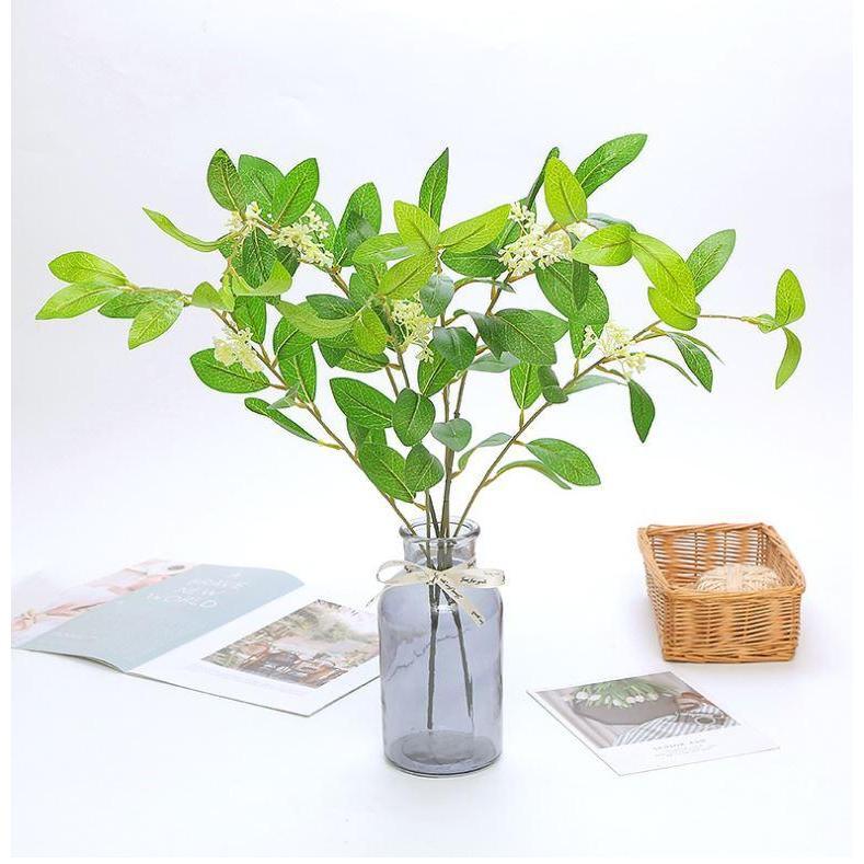 Fake Plants Home Decoration Artificial Branch Osmanthus Leaves with Flower 3 Branch Laurel Branches (1286L)
