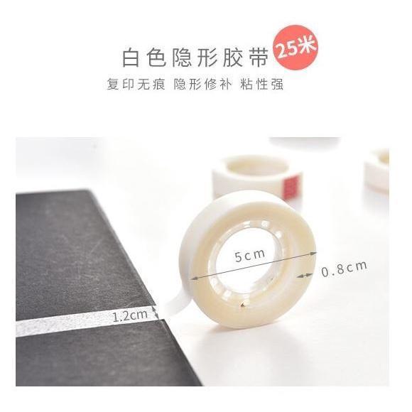1roll White Invisible Tape 1.2cmx25M Creative Small Transparent Scrub Sticker Pocket Book Tool Students Paste (1671L) - Image 3