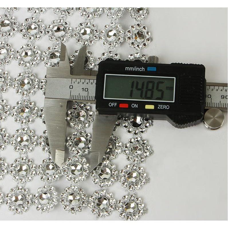 10Yard Sunflower Rhinestone Crystal Ribbon Faux Diamond Ribbon Acrylic Flower Mesh Wrap Tape for Wedding Party (1460L) - Image 5