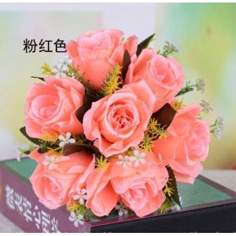 7 Flower 7 Forks 1 Bunch Artificial Rose Silk art flower Bouquet For Wedding Party (668L) - Image 14
