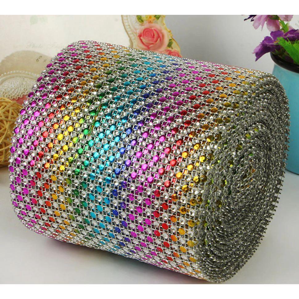 1yard 32rows Diamond Mesh Wrap Cake Roll Bling Crystal Rhinestone Ribbon Wedding Favor Decor Party Decoration(917L) - Image 4