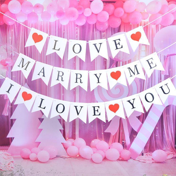 I LOVE YOU Marry Me Bunting Banner Marriage Proposal Engagement Party Deco Supplies Letter String Flag (1123L) - Image 4