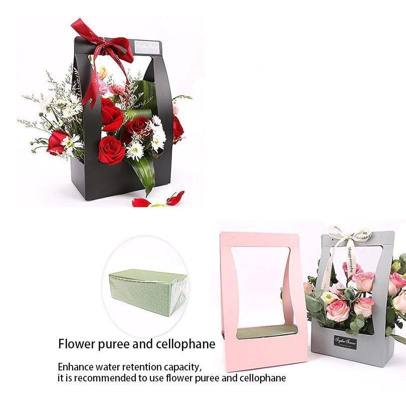 22x11.5x35cm Portable Flower Box Packaging Flower Basket Gifts Folding Paper Box Florist (550L) - Image 6