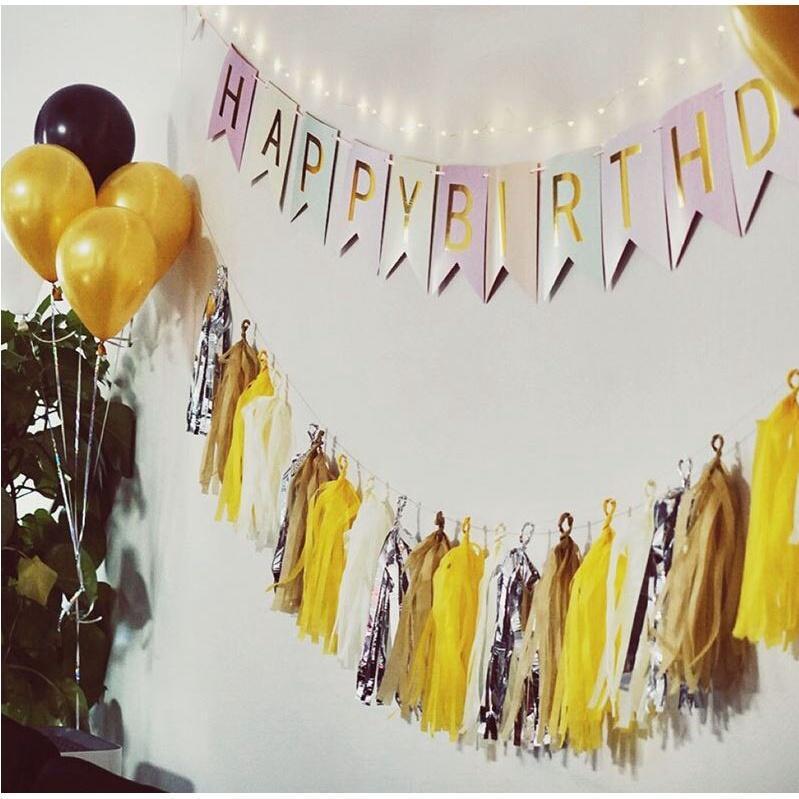 5pcs 14inch Gold Silver Tissue Paper Tassel Christmas Decoration Birthday Diy Hanging Garland Wedding EventParty (1445L) - Image 3