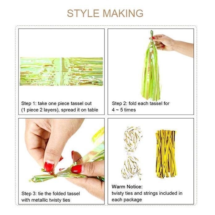 5pcs 14inch Gold Silver Tissue Paper Tassel Christmas Decoration Birthday Diy Hanging Garland Wedding EventParty (1445L) - Image 5