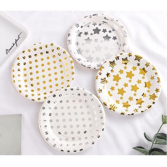 5pcs/lot 7/9inch Foil Gold Dot Birthday Wedding Party Supplies Decoration Cake Dish Disposable Paper Plates Baby (1758L) - Image 5