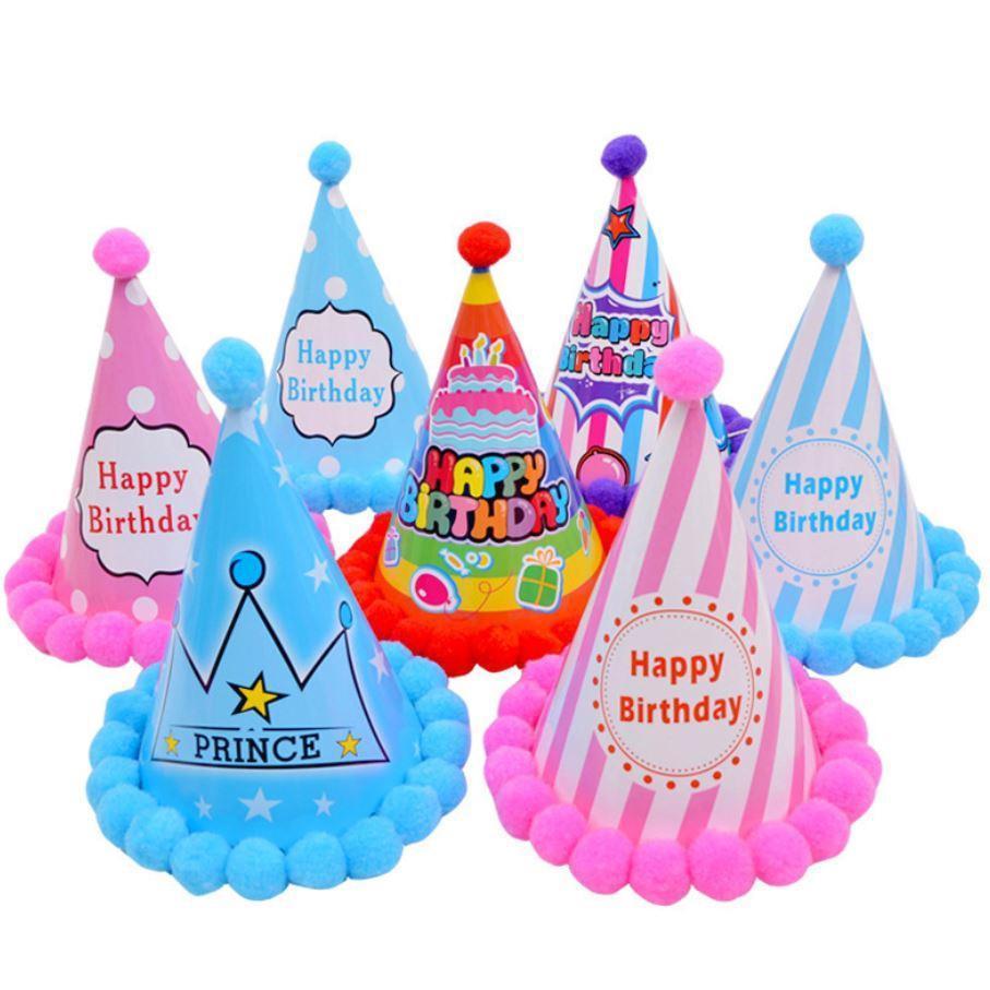 New 1pcs baby kid rainbow birthday party hat child crown decoration paper cap cartoon pattern festival colorful(749L)
