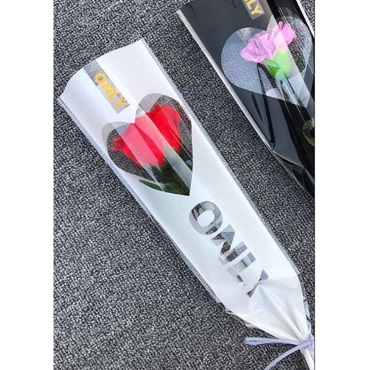 10Pcs/lot Heart Wrapping Plastic Single Rose Flower Packaging Bag Party Decorations Rose Boxes Cases For Flowers(745L)