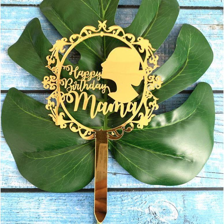Gold Acrylic Happy Mother's Day Cake Top Flags Cake Topper for Mum Mother Birthday Celebration (818L) - Image 6
