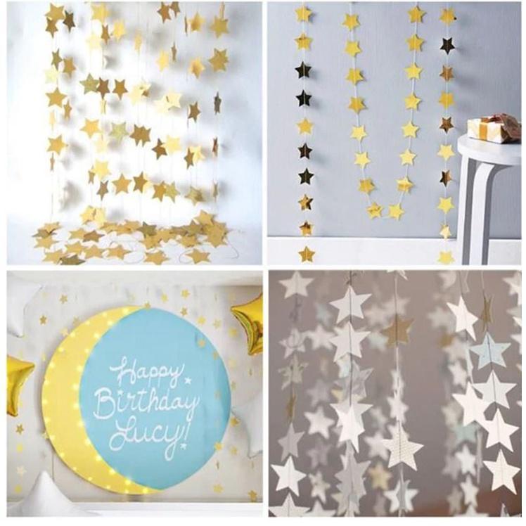 Bright 32pcs Paper Star Garlands Happy Birthday Banner Party Decorations Kids Baby Boy Girl Bedroom First 1st (1122L) - Image 2