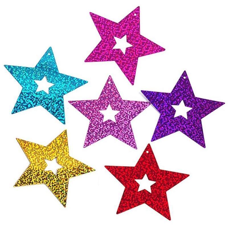 50pcs Balloon Accessories Balloons Pendant With Ribbon Bling Shiny Stars Paperboard Cards For Wedding Birthday(1387L) - Image 3