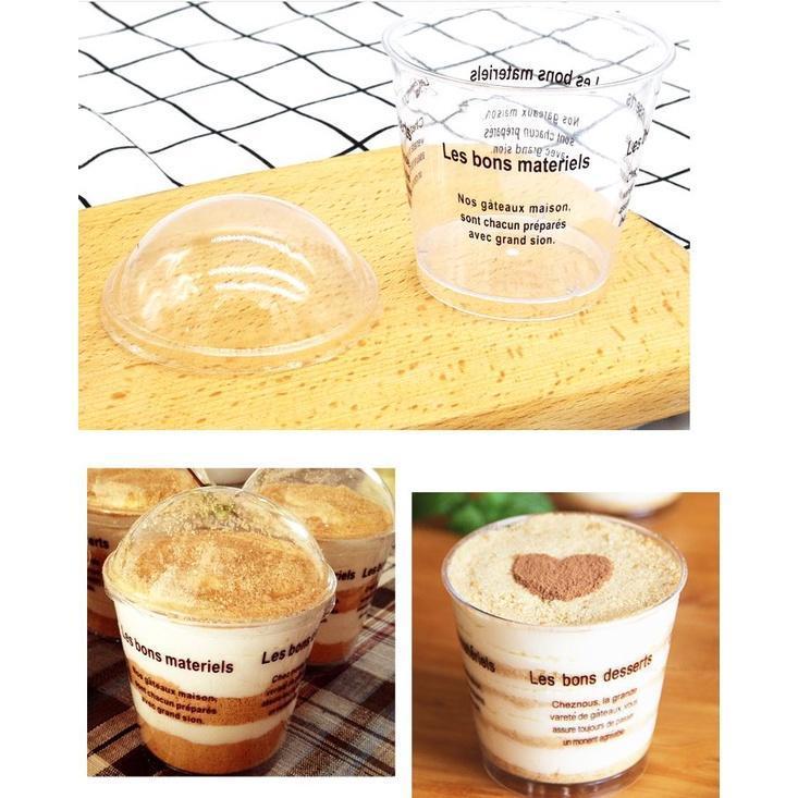 10set Disposable Milkshake Smoothie Cups Plastic Dessert Bowl Container with Lid for Bar Cafe Home Summer Party (1488L)