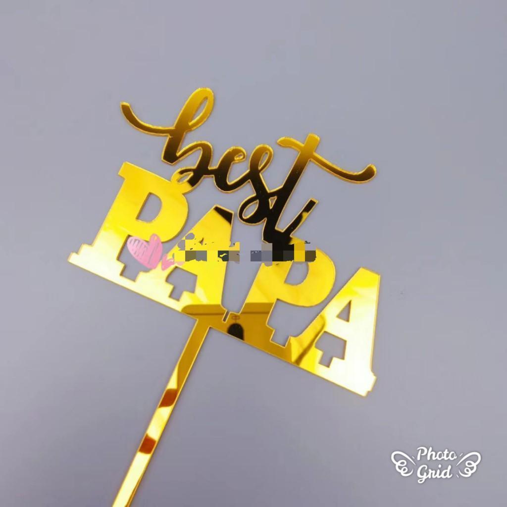 1pc Gold Happy Father's Day Cake Topper Gillter Best Day Cake Flag for Family Birthday Fathers Party Baking (540L) - Image 14