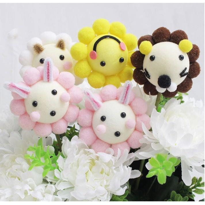 1pc Sunflower Lion Pleasant Goat Cartoon Bouquet Packaging Material Foam Radiant Floral Art Supplies Plush Toy(1618L) - Image 3