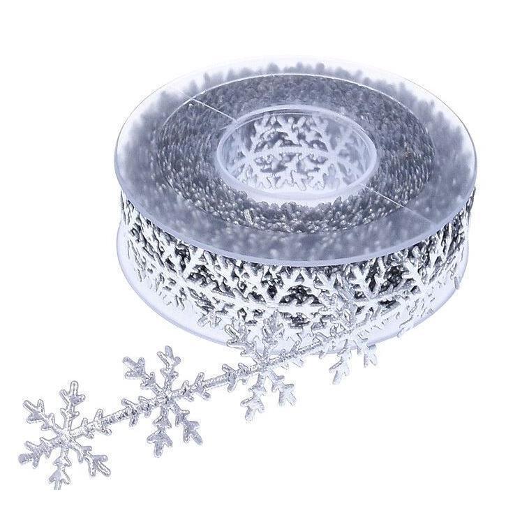1yard Imitation leather Gold and Silver Snowflake Ribbon lace Christmas Decoration Christmas Home Decoration (1797L) - Image 6
