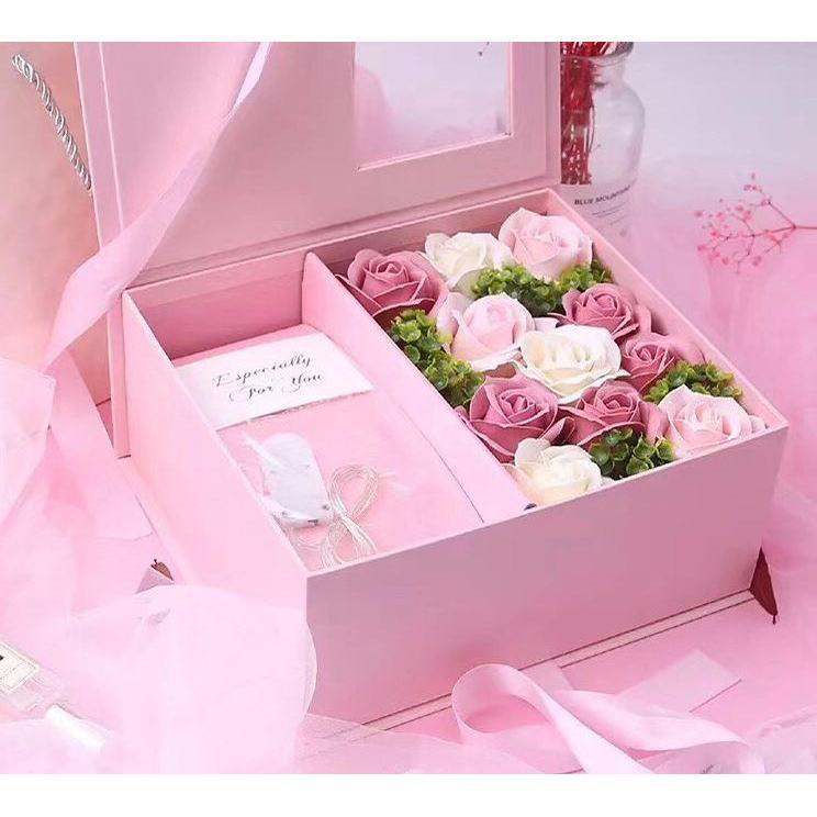 "LOVE FOREVER" Mother Day Valentine's Day Gift Box Jewelry Box Valentines Day Soap Rose Necklace Ring Gift Box(1244L) - Image 4