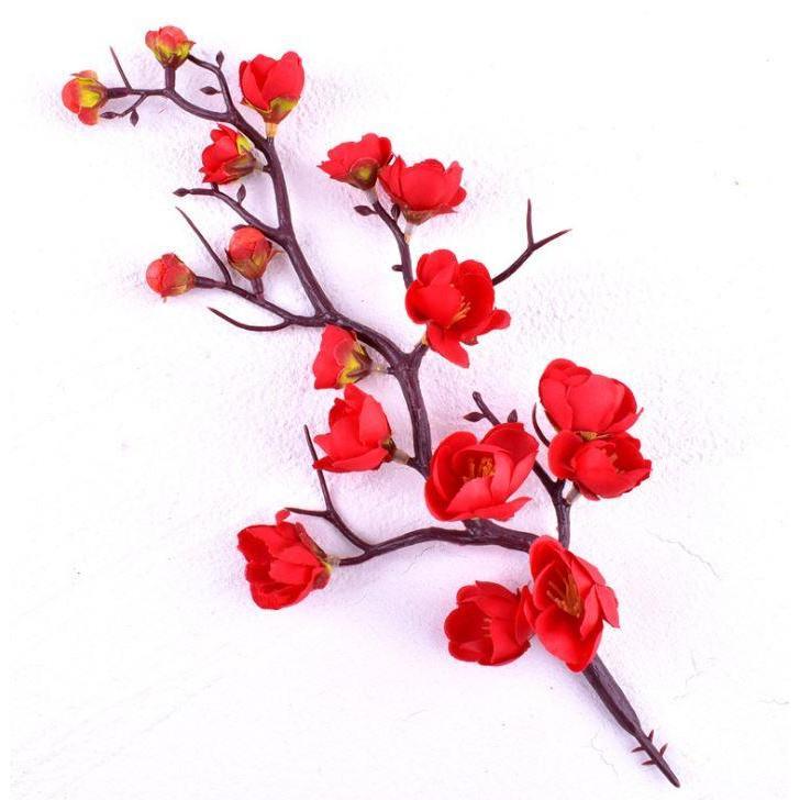 Romantic Wedding Birthday Party Cake Topper Red Plum Blossom Twig Artificial Fake Flowers Plant Home (1030L) - Image 9