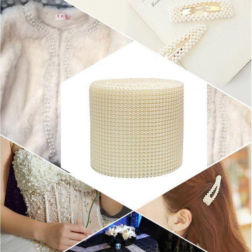 24 Rows 4mm Pearl Mesh Wrap Ribbon Bead Roll Acrylic Pearl Trim for Wedding Party Cake Vase Bridal (912L) - Image 8