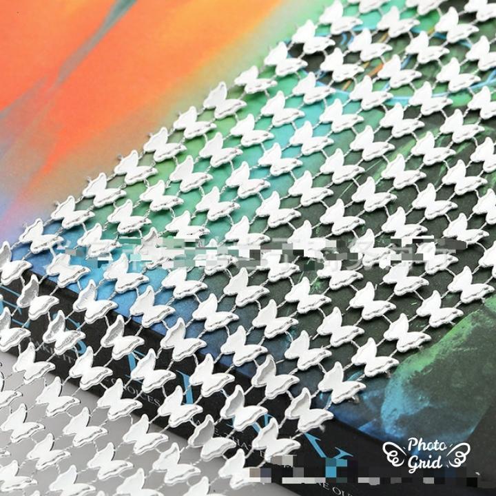 1yard 8 rows Butterfly Rhinestone Mesh Ribbon Gold Silver Diamante Wedding Table Runners Sparkle Wrap(926L) - Image 4