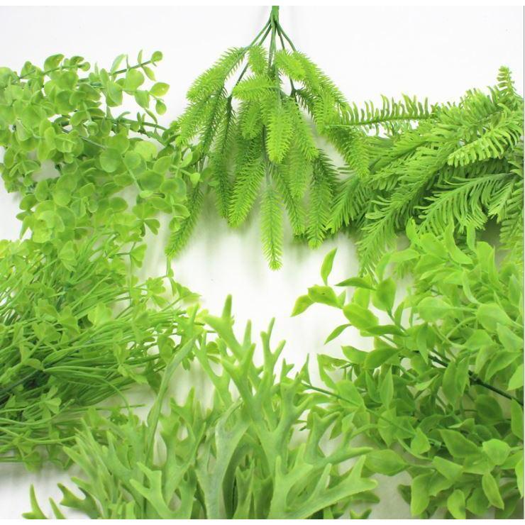 Cheap artificial plant fern grass wedding wall decoration green leaf artificial flower plastic fake plant (1283L)