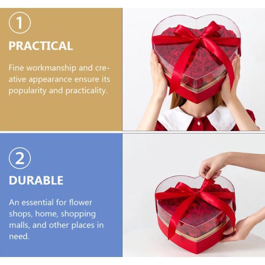 Flower Gift Box Valentine Gift Packaging Box Heart Shaped Flower Box Valentine's Day Fresh Flower Wrapping Box(1860L) - Image 5