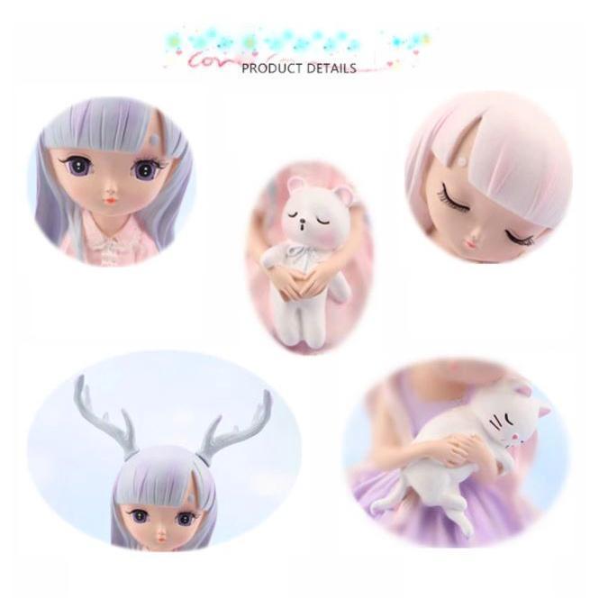 Europe Artificial Girls Deer Fairy Garden Miniatures Lovely Resin Crafts Figurines For Girls Friends Gift Home(1718L) - Image 5