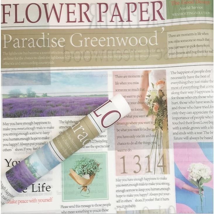 70*52cm European English Newspaper Retro Imported Kraft Paper Floral Gift Package Flower Packaging Material (1522L) - Image 10