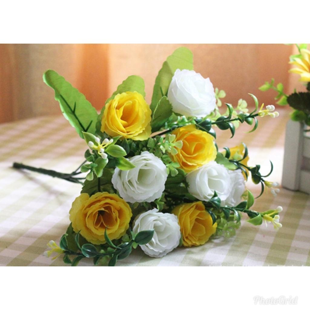 Artificial Flowers Silk Rose 10Heads/Bouquet Gypsophila DIY Family Wedding Decoration Hotel Store Dining Table (1415L) - Image 10