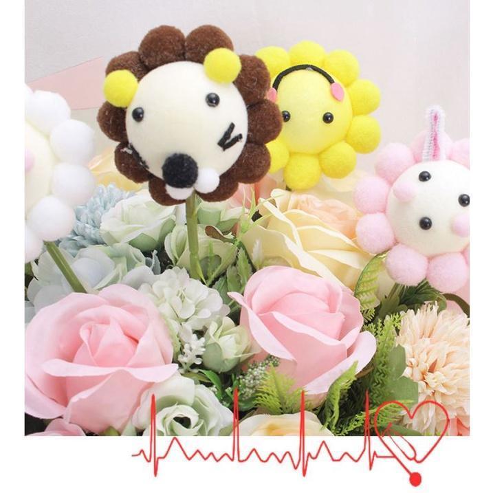 1pc Sunflower Lion Pleasant Goat Cartoon Bouquet Packaging Material Foam Radiant Floral Art Supplies Plush Toy(1618L)