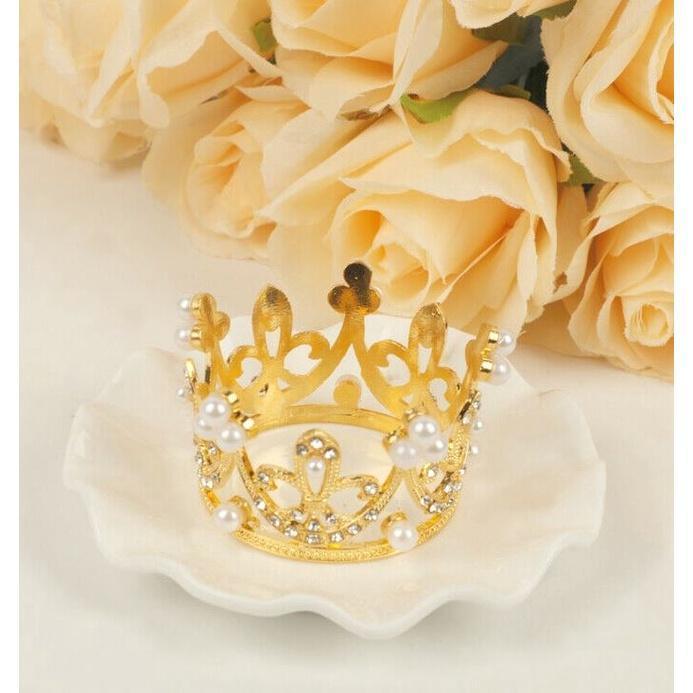 Mini Crown Cake Decoration Princess Topper Pearl Tiara Children Hair Ornaments for WeddingBirthdayPartyCakeDecor (1519L) - Image 5
