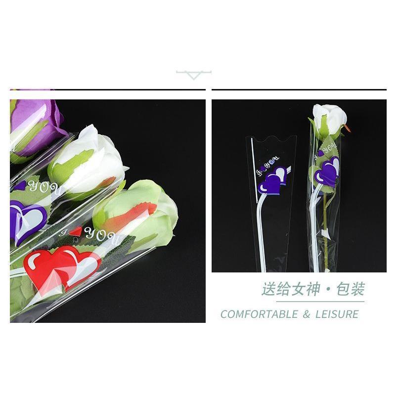 20pcs LOVE Plastic Opp Bag Floral Packaging Materials Accessory Transparency Bag Rose Single Flower Bag (567L) - Image 3