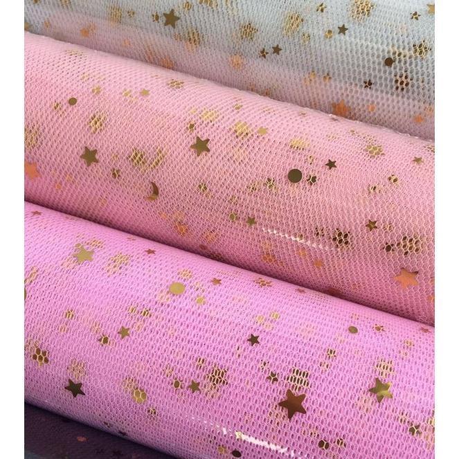 1roll Star Moon Soft Lace Mesh Wrapping Paper Flower Bouquet Florist Supplies DIY Decor Valentine's Day Gift(1420L) - Image 4