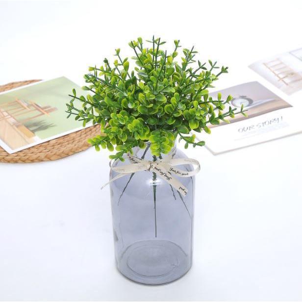 1pc 5 fork eucalyptus money leaf Mini simulation plant green plant potted small bonsai flower arrangement fake(1753L)